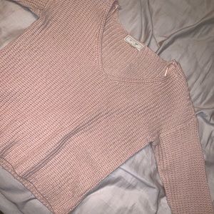 Soft Pink Semi-Cropped Long Sleeve Sweater